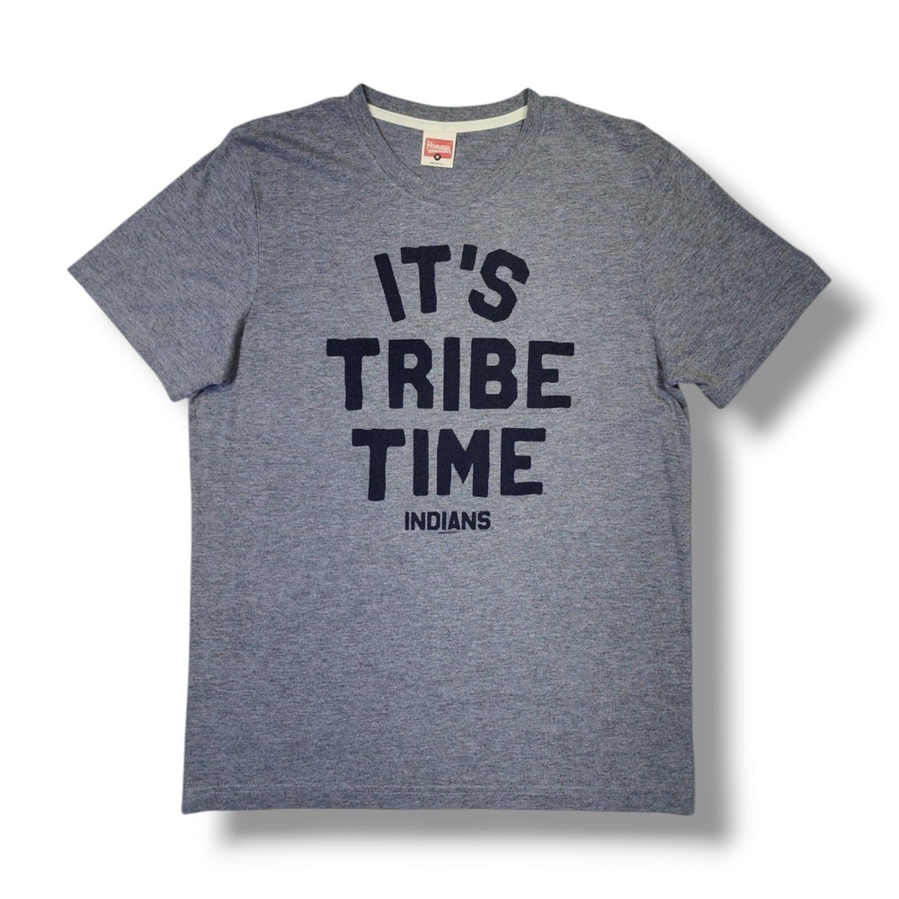 Homage Cleveland Indians "It's Tribe Time" Gray Vintage T-Shirt Men's M USA Made